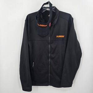 Dunkin Donuts Employee Uniform Set Black Full Zip Jacket and Visor‎ Mens Large